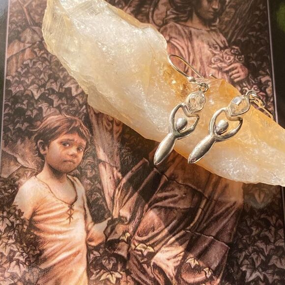 Sterling Silver Herkimer Diamond Goddess Earrings - Picture 3 of 9